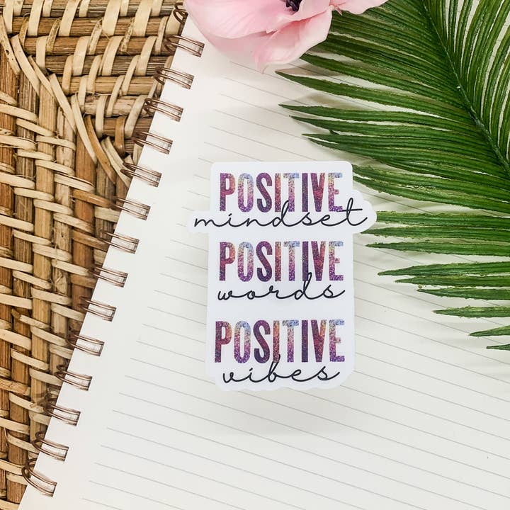 Savannah and James Co - Wholesale Sticker - Positive Mindset Words Vibes Clear Vinyl, Sticker, 3x3 inch1