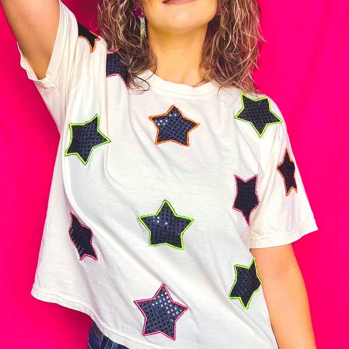 Beyond Shimmer Neon outline Star Tee for wholesale by Anagails