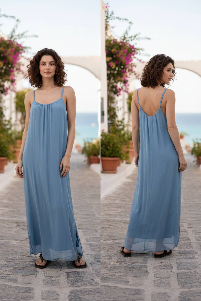Shyloh - Wholesale Dress - Women's - Long silk dress with adjustable straps 3048010