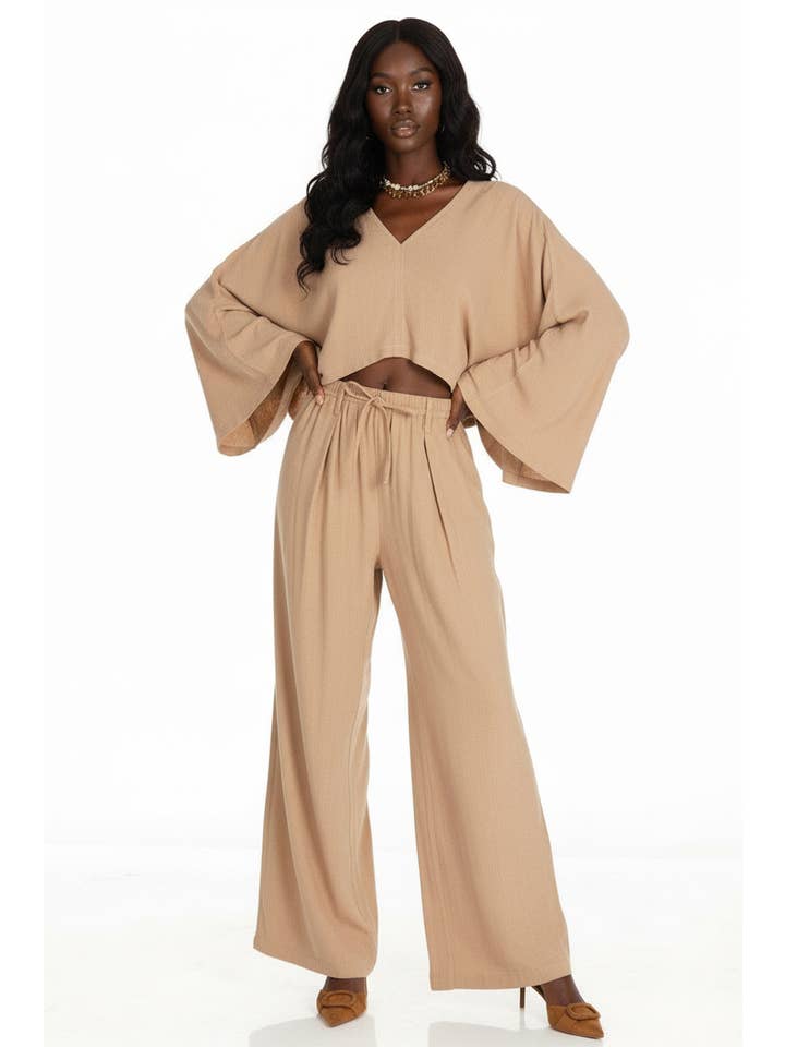 5besties inc - Wholesale Top & Pant Set (NOT Loungewear) - Women's - SOLID LINEN 2PC. SET3