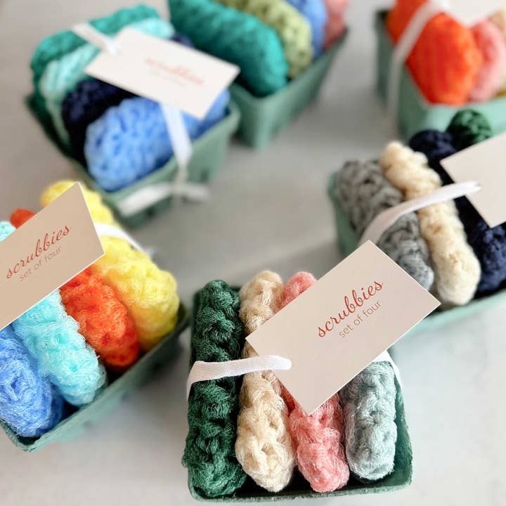 Dot and Army - Wholesale Dishcloth - Scrubbies in a Berry Basket, Dish Scrubbies