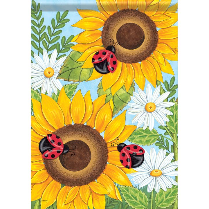 Drapeau de jardin Dura Soft™ "Tournesols & Coccinelles" pour la vente par FlagTrends by Carson