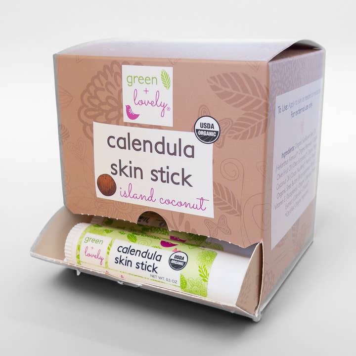 Island Coconut Calendula Skin Stick winkelhoesje - 15 stokjes voor wholesale door green + lovely