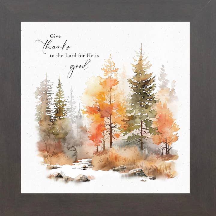 Panneau artistique « Give Thanks to the Lord for He Is Good », automne et automne pour la vente par Summer Snow Art