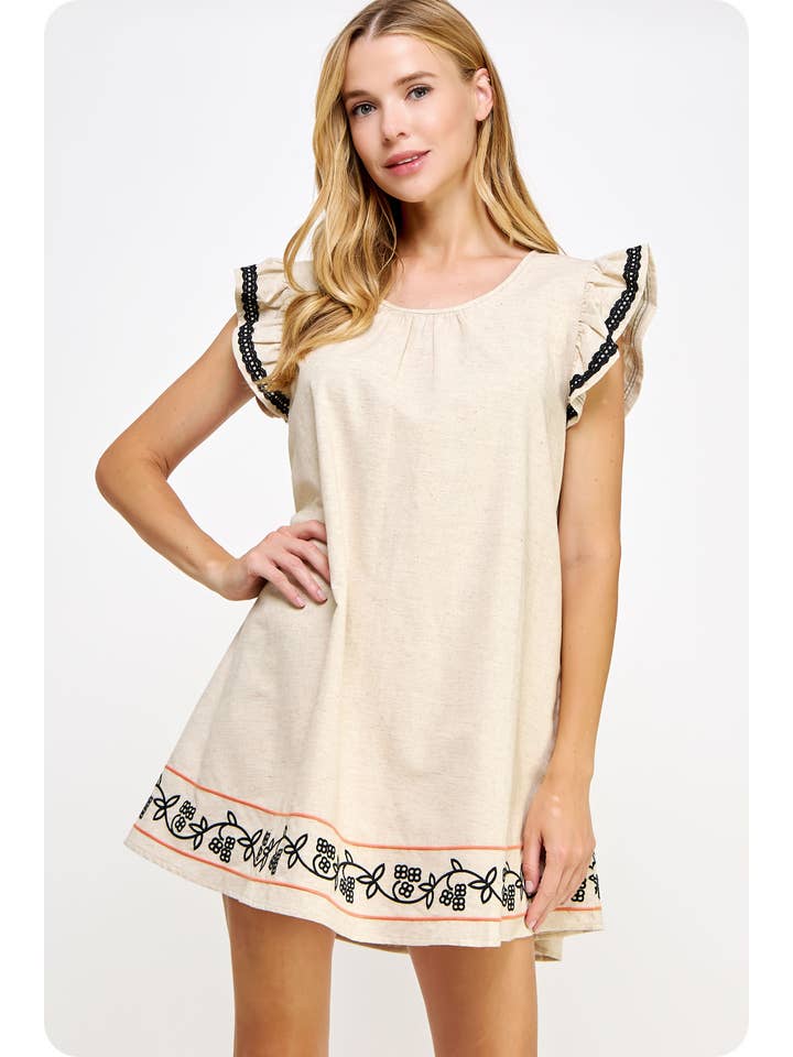 Strut & Bolt – Vestido - Mulher por atacado – Mini vestido bordado de manga flutter4