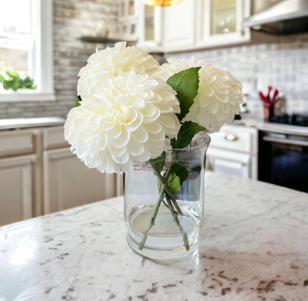 Simply Elegant By Tara - Wholesale Artificial Flowers - Dahlia Floral Arrangement| Silk Dahlias In Water|Centerpiece