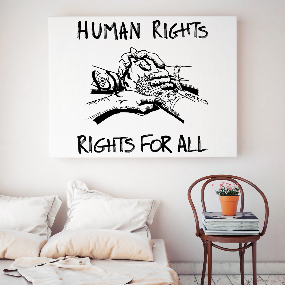 Re Navy Human Rights, Rights for All T-shirt for wholesale on Faire1