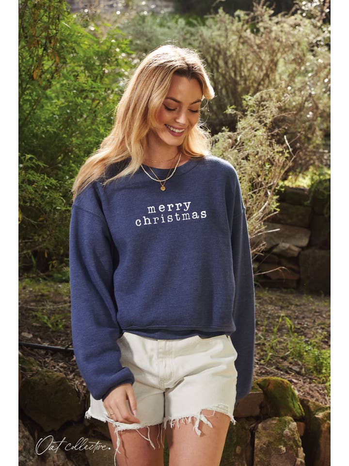 OAT COLLECTIVE - Wholesale Graphic Sweatshirt - Women's - MERRY CHRISTMAS Mid Cropped Graphic Sweatshirt4