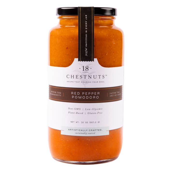 Tuscan Tomato Soup 32 oz -Plant Based & Gluten Free for wholesale by 18 Chestnuts Soups