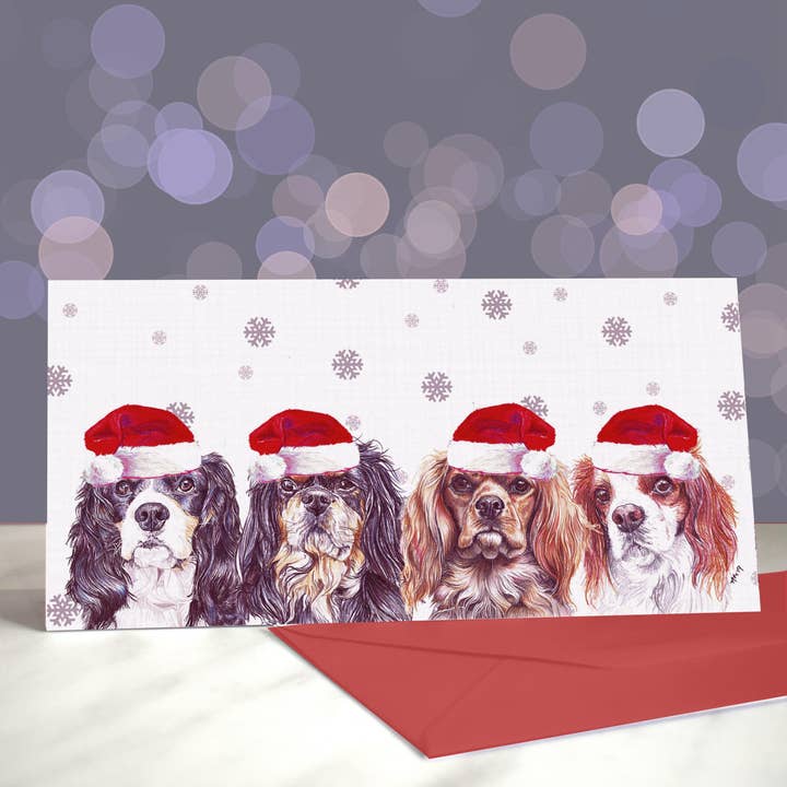 Cavalier King Charles Spaniel Greeting Cards (Christmas) for wholesale by Amber Marie Studio