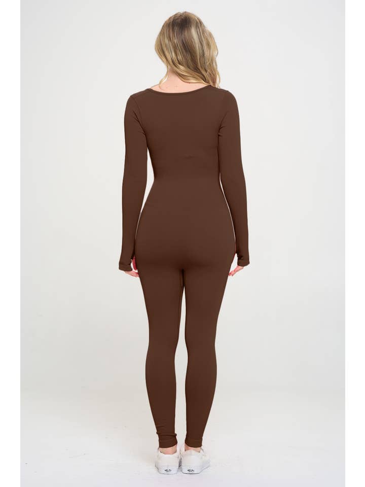 otos active - Venta al por mayor Leotardo - Mujer - Mono ajustado de manga larga de punto acanalado YS92403