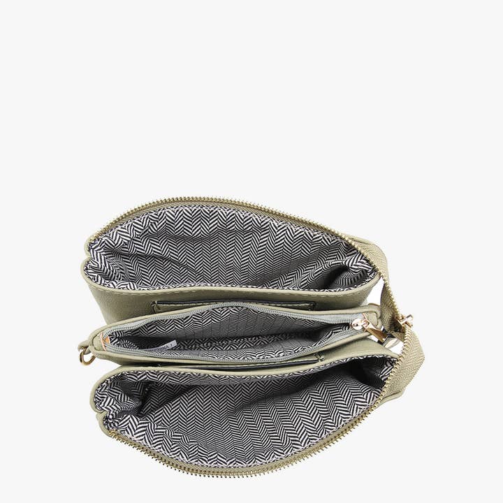 Jen & Co. - Wholesale Crossbody Bag - Women's - M013 Riley Monogrammable 3 Compartment Crossbody/Wristlet