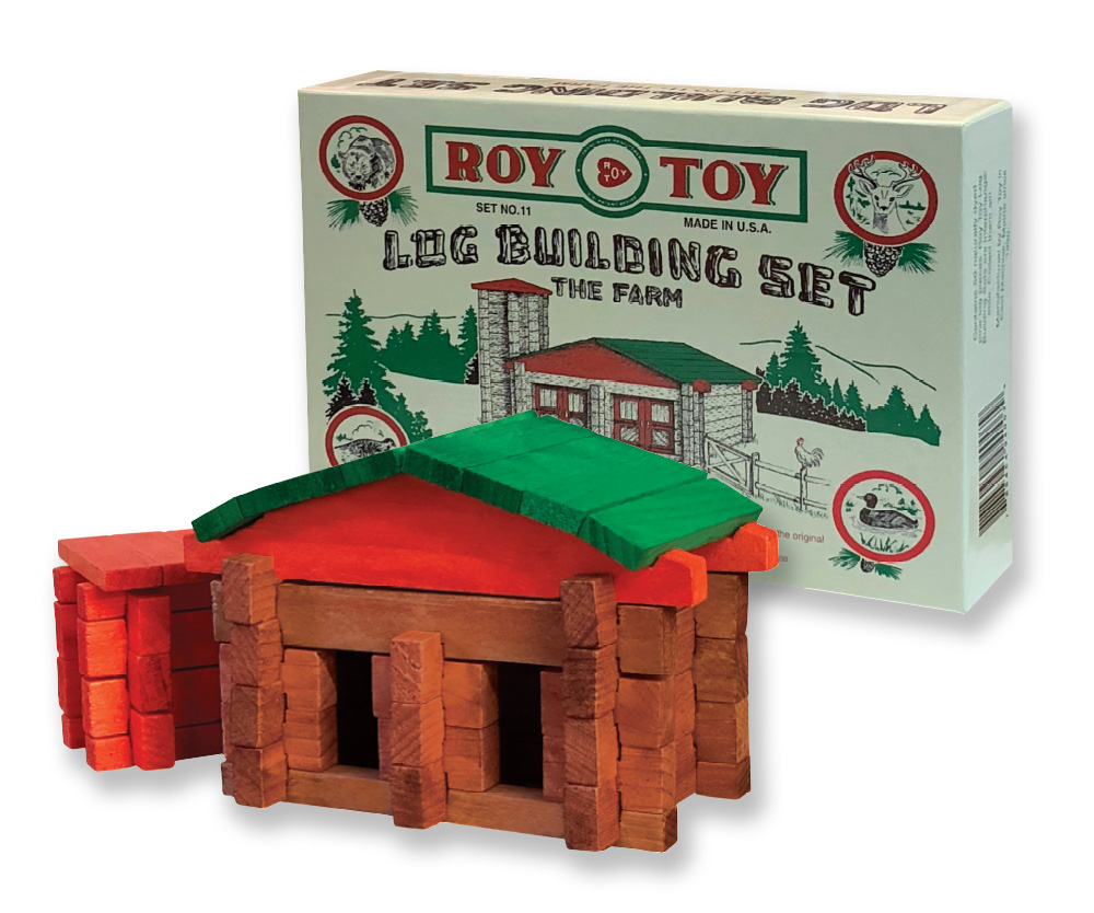 Roy Toy - Wholesale Building Set - Kids - 16 pc Log Cabin Canvas Bag and 1930's Originals3