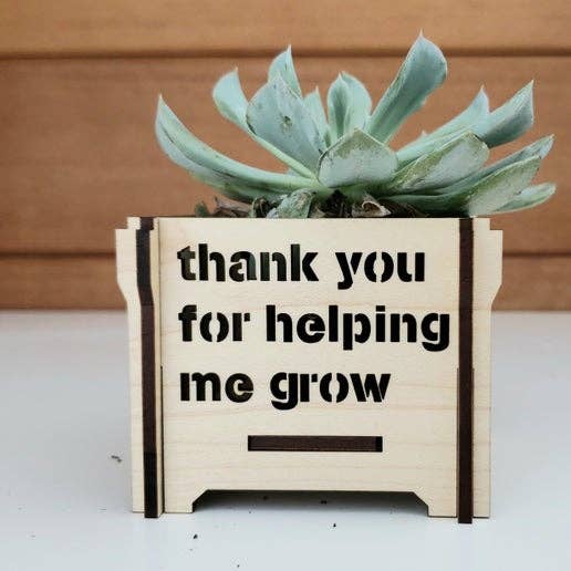 Thank you for helping me grow Wooden Mini Planter Box for wholesale by Catchpenny