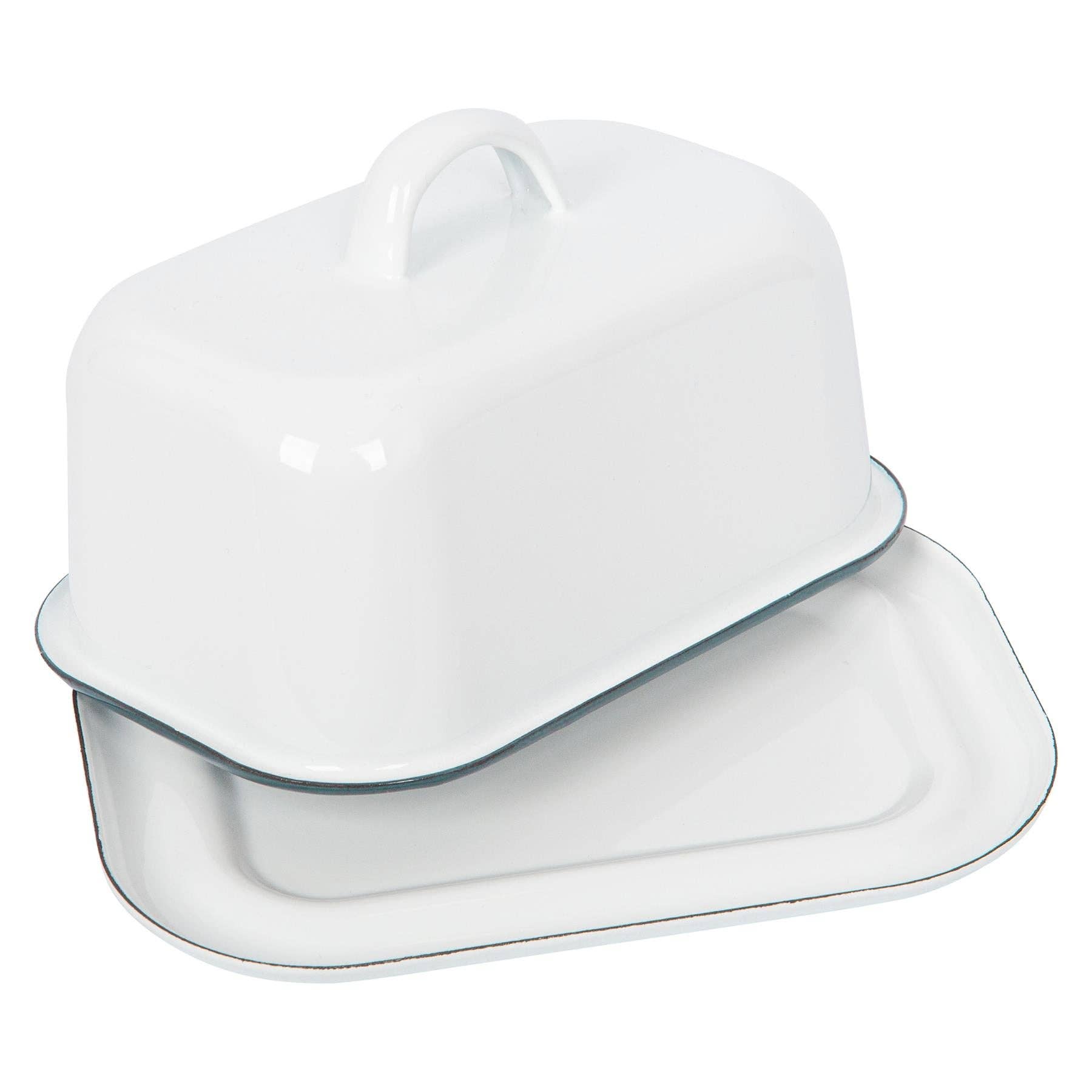 Rinkit Ltd - Wholesale Butter Dish - 18.5cm x 10cm White Enamel Butter Dish - By Argon Tableware4