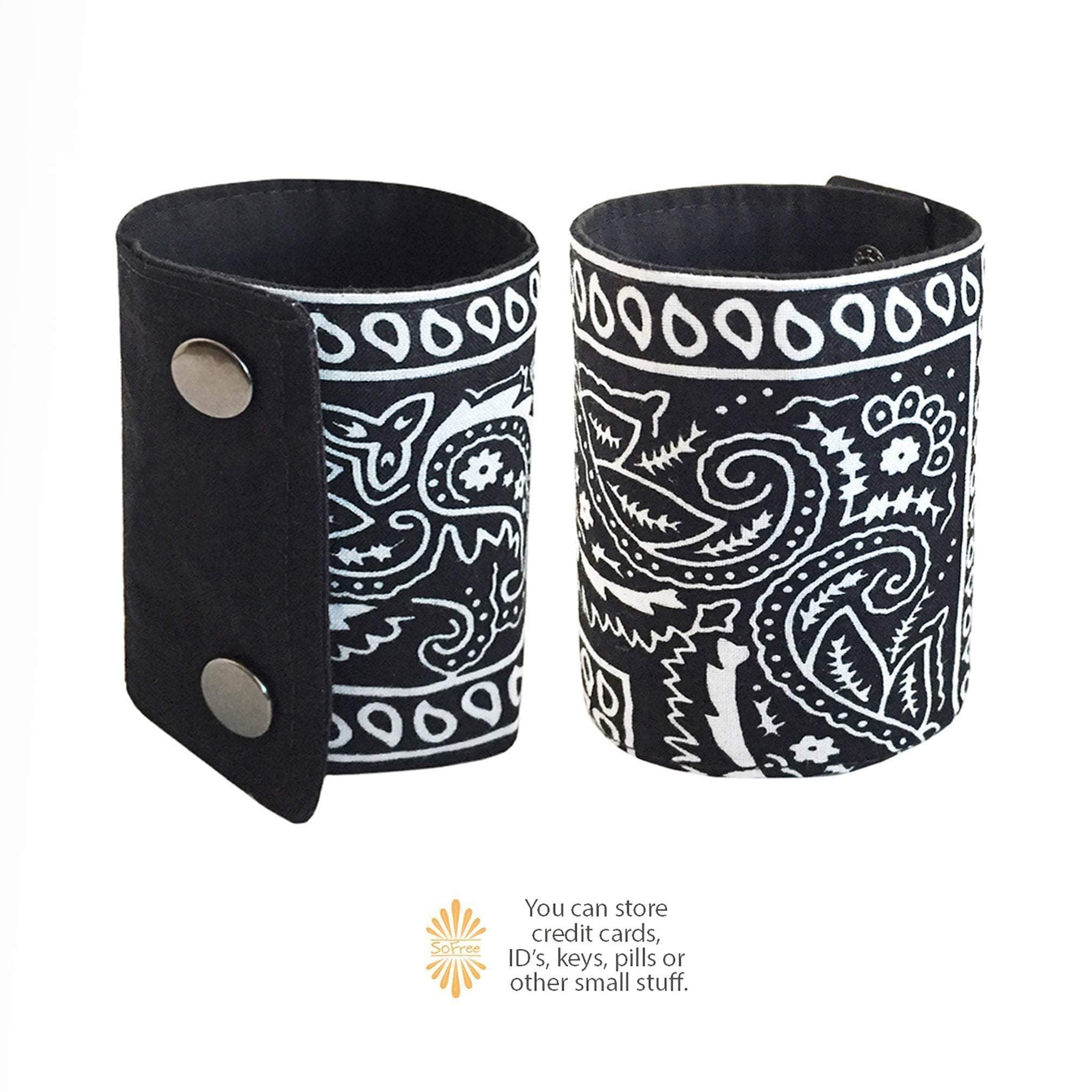 Zwart Portemonnee voor pols | Bandana manchetarmband/portemonnee voor groothandel op Faire6