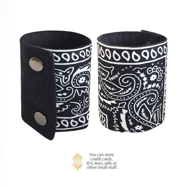 Zwart Portemonnee voor pols | Bandana manchetarmband/portemonnee voor groothandel op Faire6