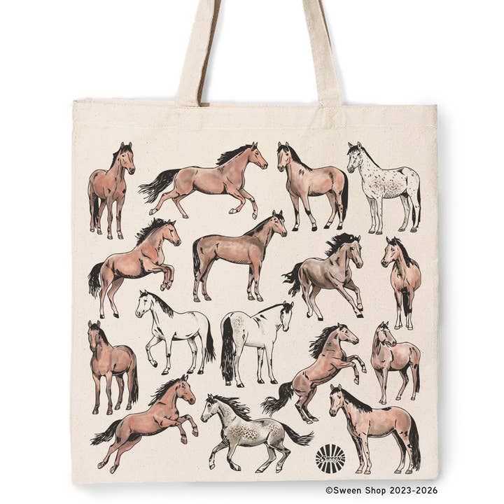 Horse Canvas Tote Bag - Hand Drawn for wholesale by Sween Shop