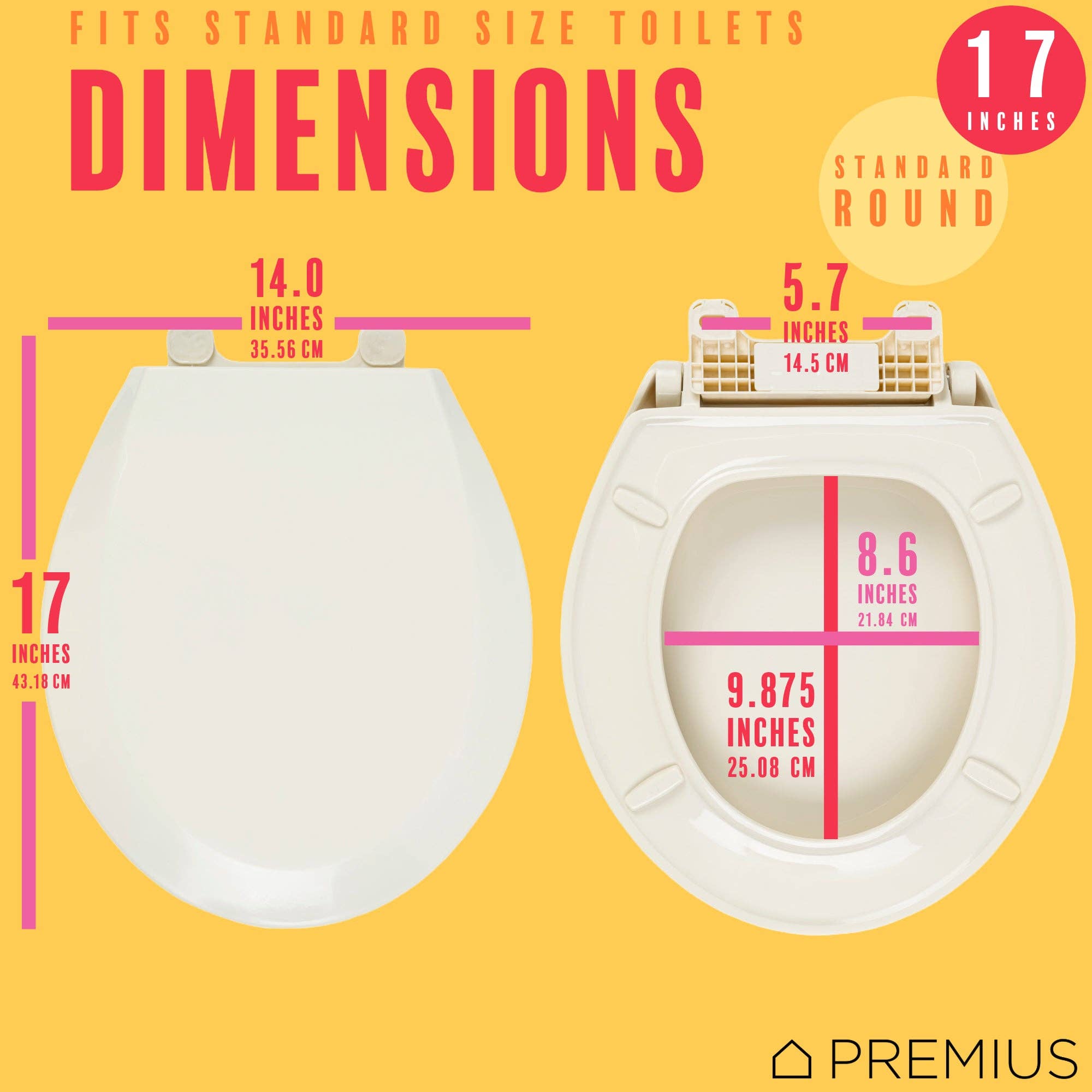 ShopBobbys – wholesale Toilet seat cover – PREMIUS Slow Close Beveled Plastic Toilet Seat, Standard Round, 17 Inches4