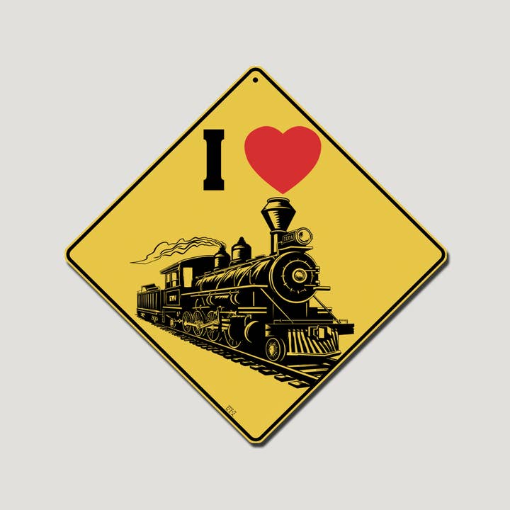 Placa de Alumínio "Adoro (Coração) Comboios a Vapor" 30 cm x 30 cm por atacado de Atlas Screen Printing