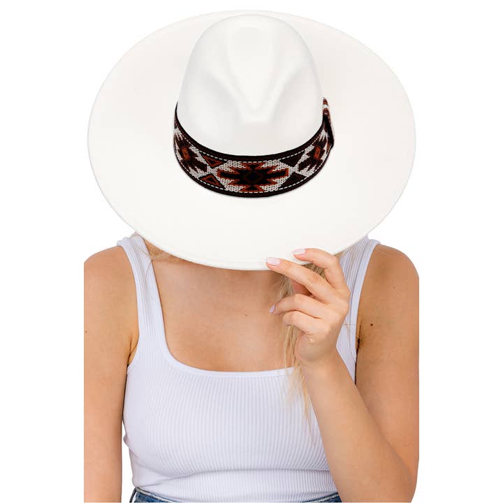 Cap Zone – Fedora - Mulher por atacado – Chapéu Rancher de Feltro Largo Navajo Rust Baja18