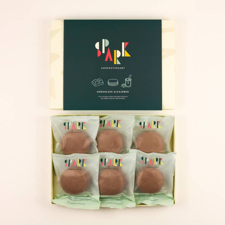 Gift Box of 6 Chocolate Alfajores for wholesale by Spark Confectionary