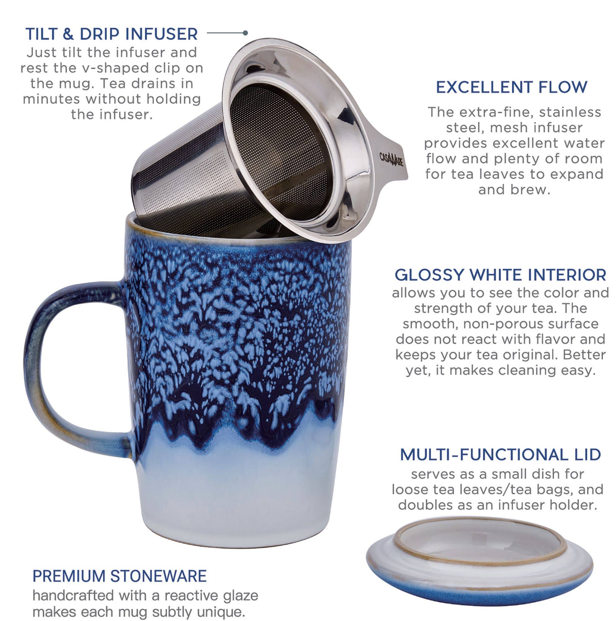 CasaWare - Wholesale Tea Set - 16 oz Tea Infuser Mug CLOUD9