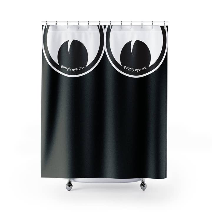 Googly Eyes Shower Curtain | Black White Playful Bathroom Decor for wholesale by Googly Eye Cru