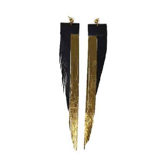 Lange leren franjes oorbellen voor wholesale door Paparesta Accessories