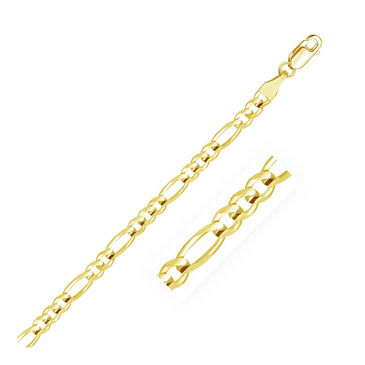 Chaîne Figaro Solide en Or Jaune 10K (4,50 mm) pour la vente par RubyAnn Jewelry