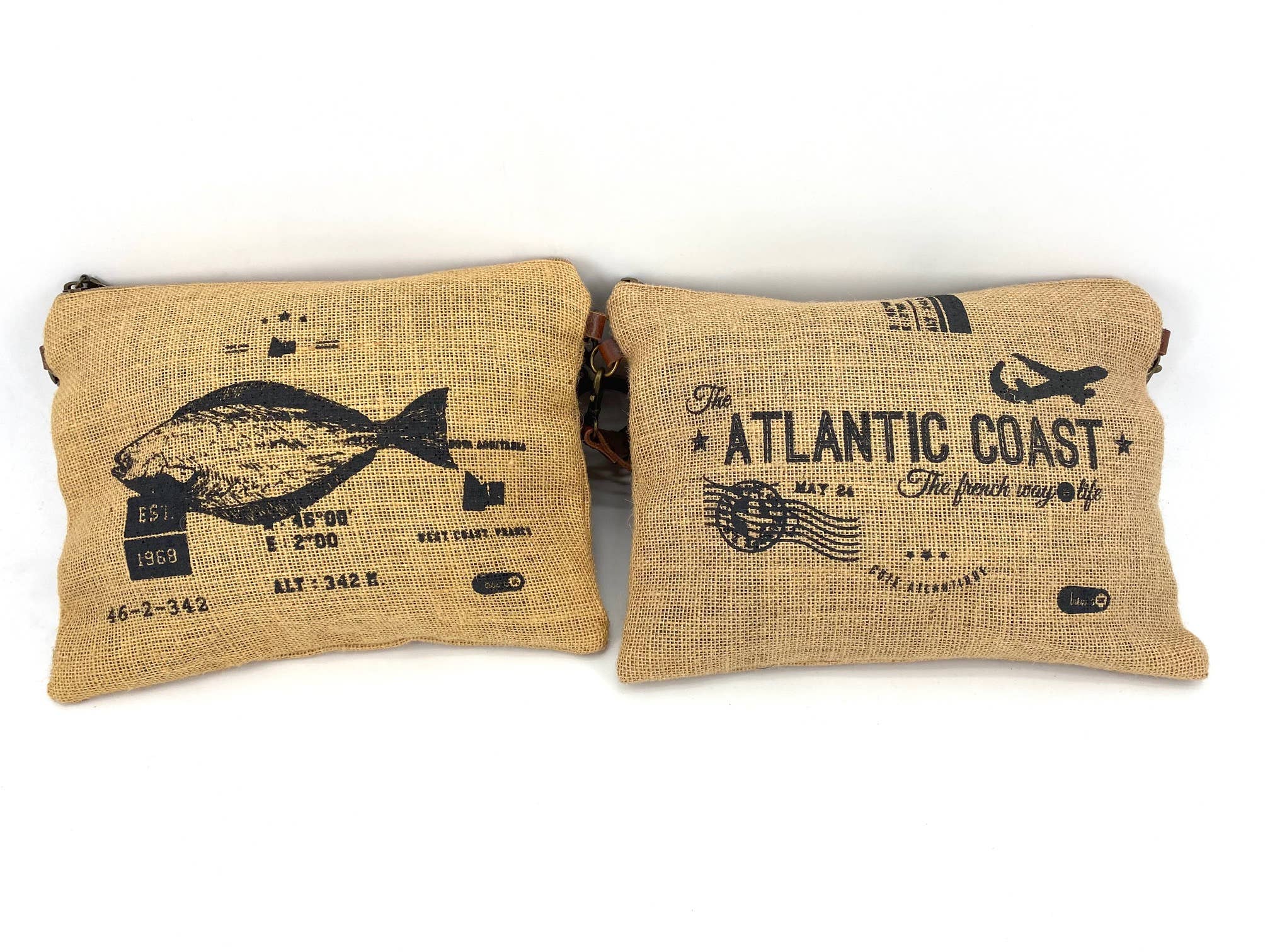 Maison Unik Accessoires - Vente Sac à bandoulière – femme - Pochette Sac mini cabas en toile de jute anse cuir-Femme1