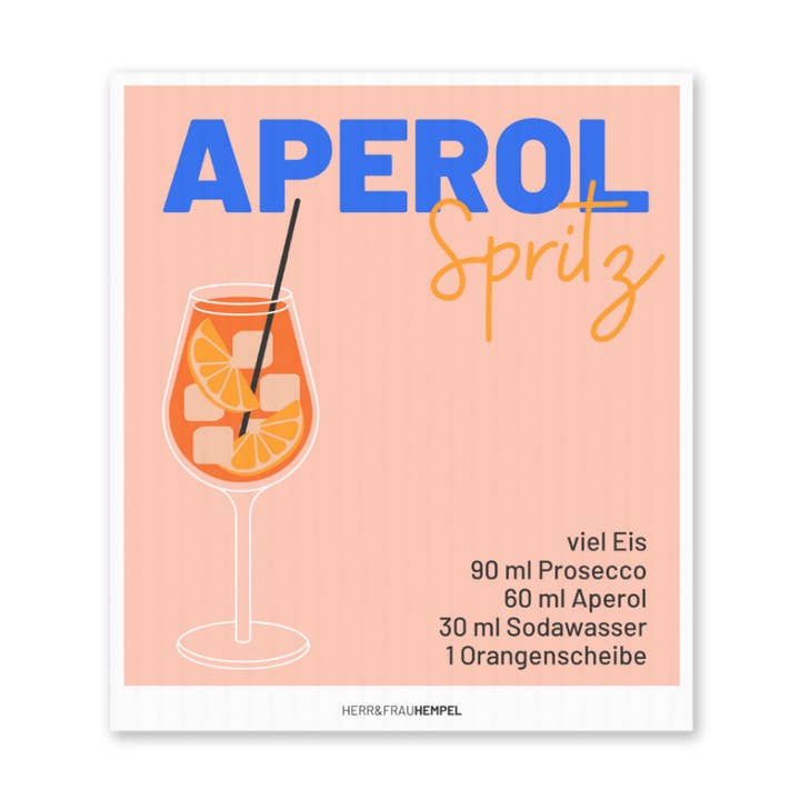 Schwammtuch Aperol Spritz für den Großhandel von HERR&FRAUHEMPEL
