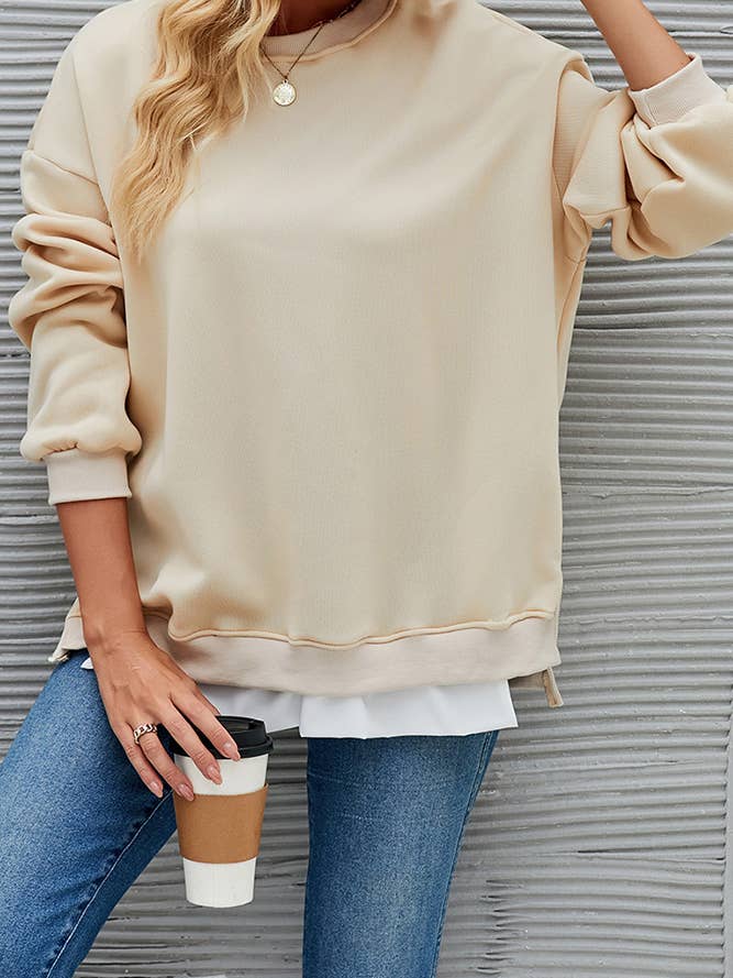 Sweatshirt uni à fermeture éclair latérale QXX033 pour la vente par UNISHE