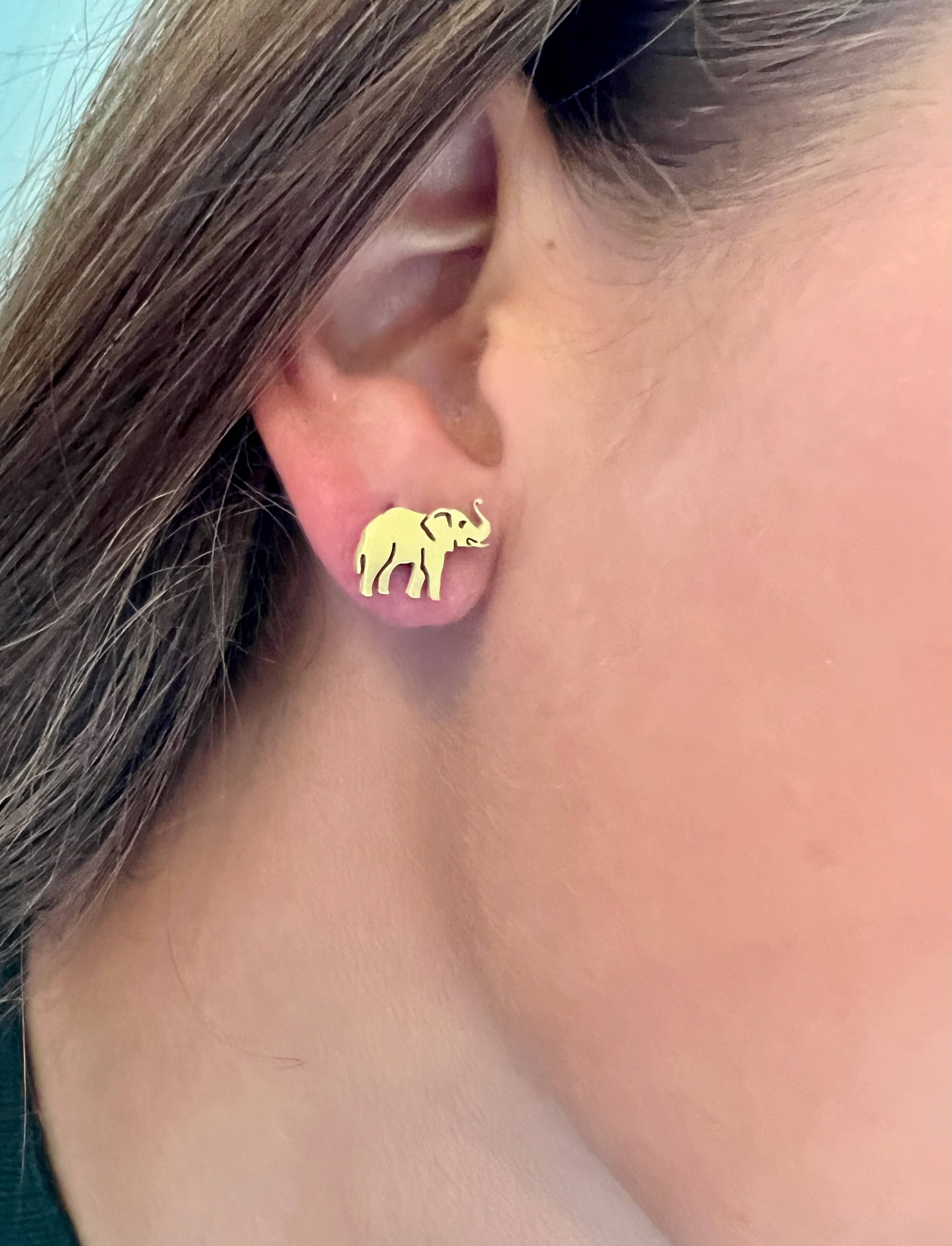 Steele Sloan Designs - Wholesale Stud/Post Earrings - Cute Elephant Earrings, Gold Stud Elephant Earrings, Alabama1