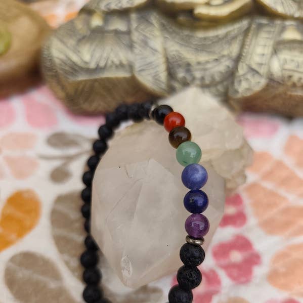 7 Chakra Bracelet and Lava Stone at 6 mm for wholesale by Con Le Stelle