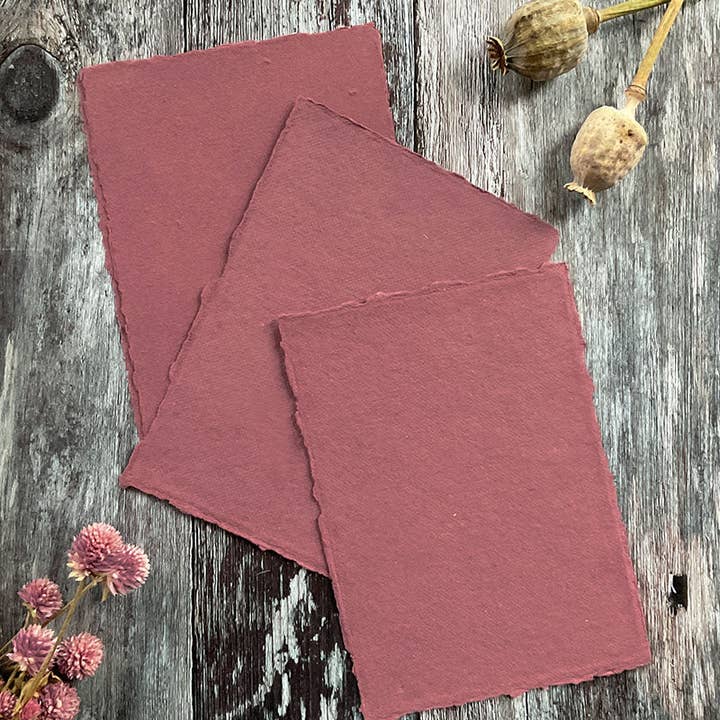 Dusky Rose Handmade Card | Pack of 5 | Recycled Cotton Rag for wholesale by The Natural Paper Company