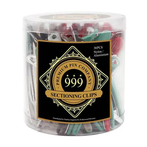 999 lange Abschnittsclips Wanne 36 Stück - Verschiedene Farben für den Großhandel von Glow Salon Supplies