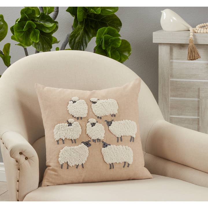 Saro Lifestyle - Wholesale Throw/Decorative Pillow - Throw Pillow With Embroidered Sheep Design2