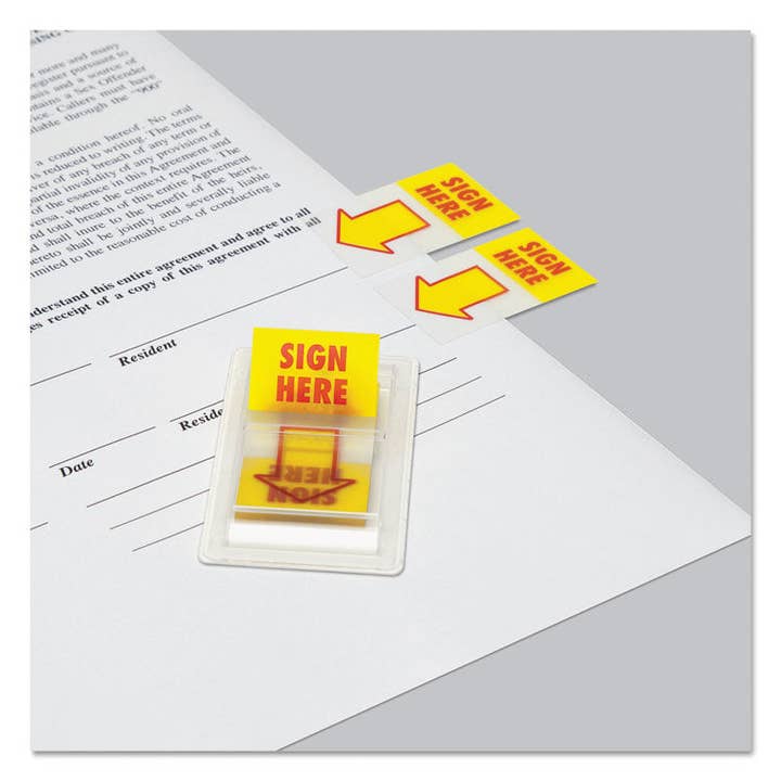 Everyday Supply Co - Wholesale Stationery/Notecard Set - Universal "Sign Here" Page Flags, Yellow/Red, 100 Flags Total