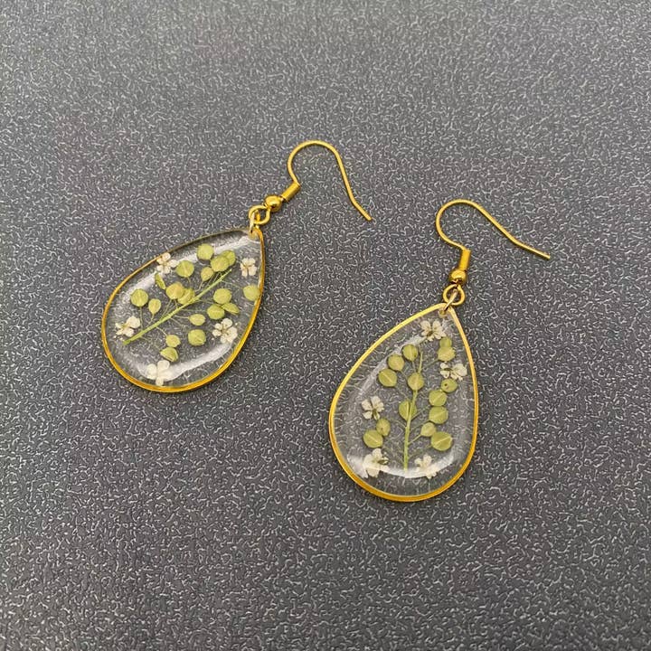 Mio Queena - Wholesale Dangle Earrings - Lepidium Apetalum Dried Flowers Drop Dangle Earrings - PDF2