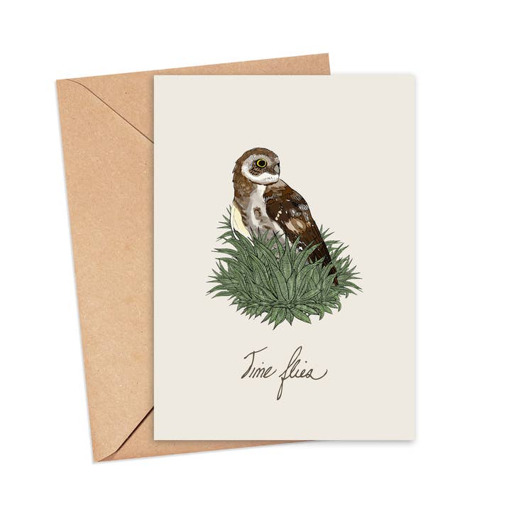 Screech Owl Design - Wholesale Stationery/Notecard Set - Time Flies