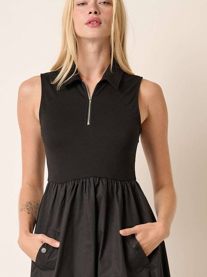 mittoshop – wholesale Klänning - Dam – MIX MEDIA DRAGKEDJA ÄRMLÖS MIDIKLÄNNING4