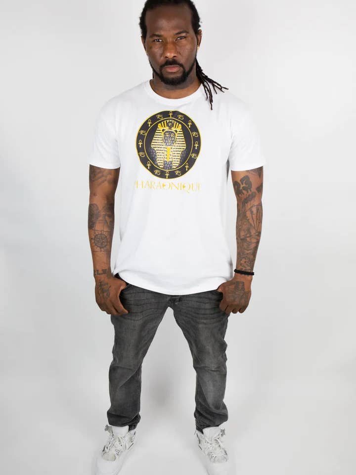 T-shirt da collezione Ramses II in edizione limitata Bianca per la vendita all'ingrosso da parte di Pharaonique