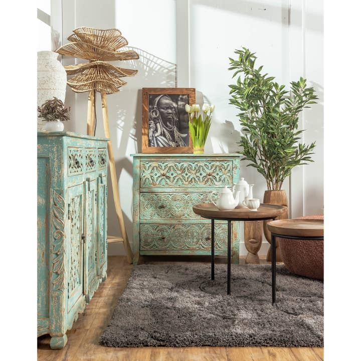 Wooden Carved Chest, Three Drawers for wholesale by NACH