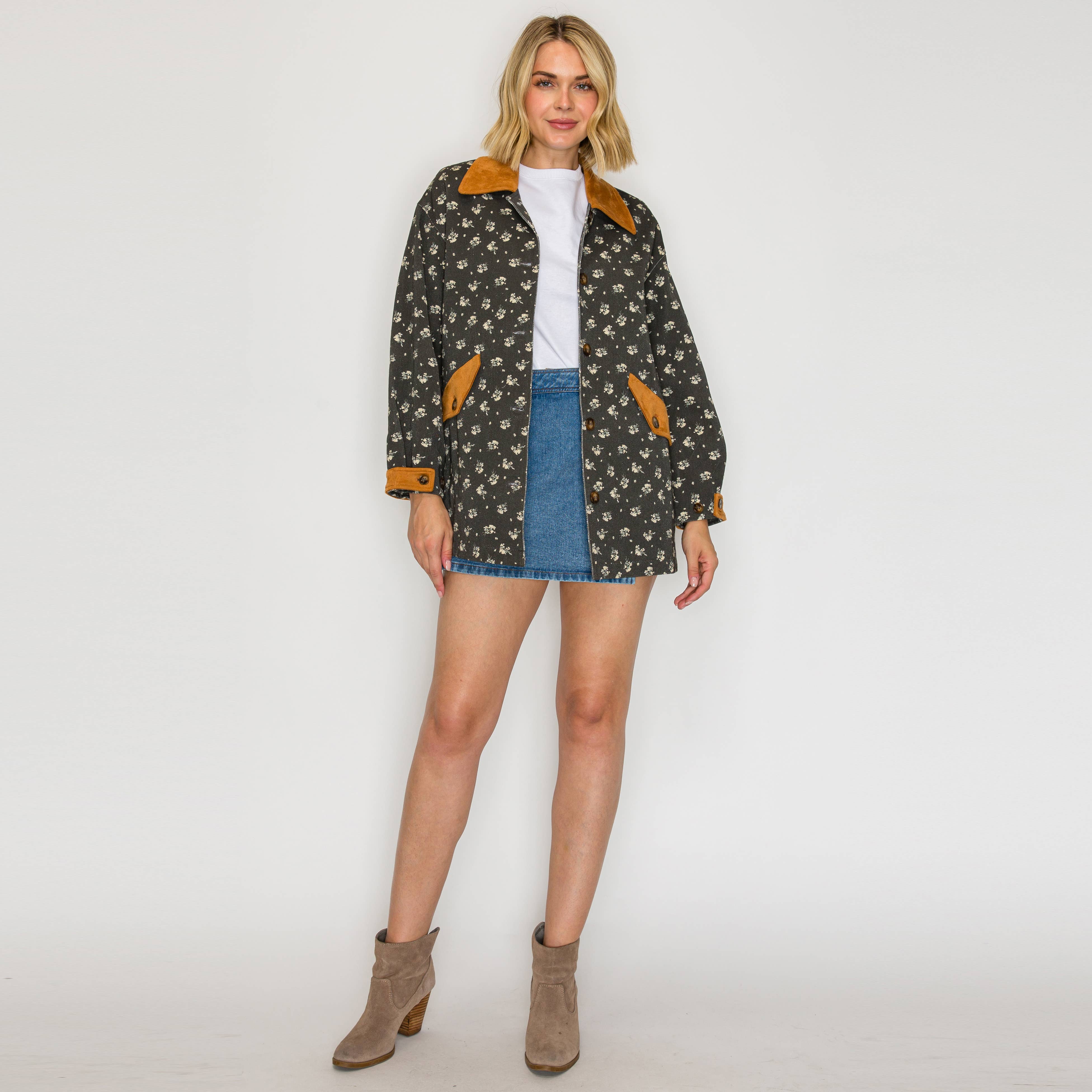 LoveWednesday – Blusão - Mulher por atacado – Casaco Acolchoado Floral Meadow Stroll - LWJ11592