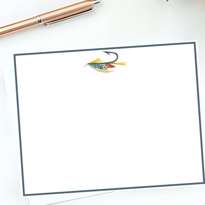 Mary Mack Designs - Vente Assortiments de papeterie/cartes - Ensemble de cartes de correspondance Pêche à la mouche – Coffret de 10 avec enveloppes