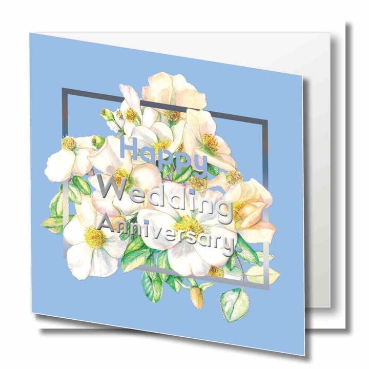 Jubileum wenskaart - Sally Holmes Rose - Blauw voor wholesale door Zaquarella