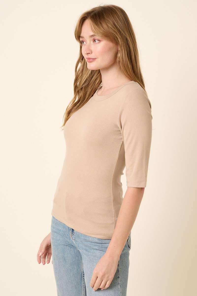 mittoshop - Wholesale Knit Top - Women's - H14853 - ROUND NECK 3/4 SLEEVE RIB KNIT TOP3
