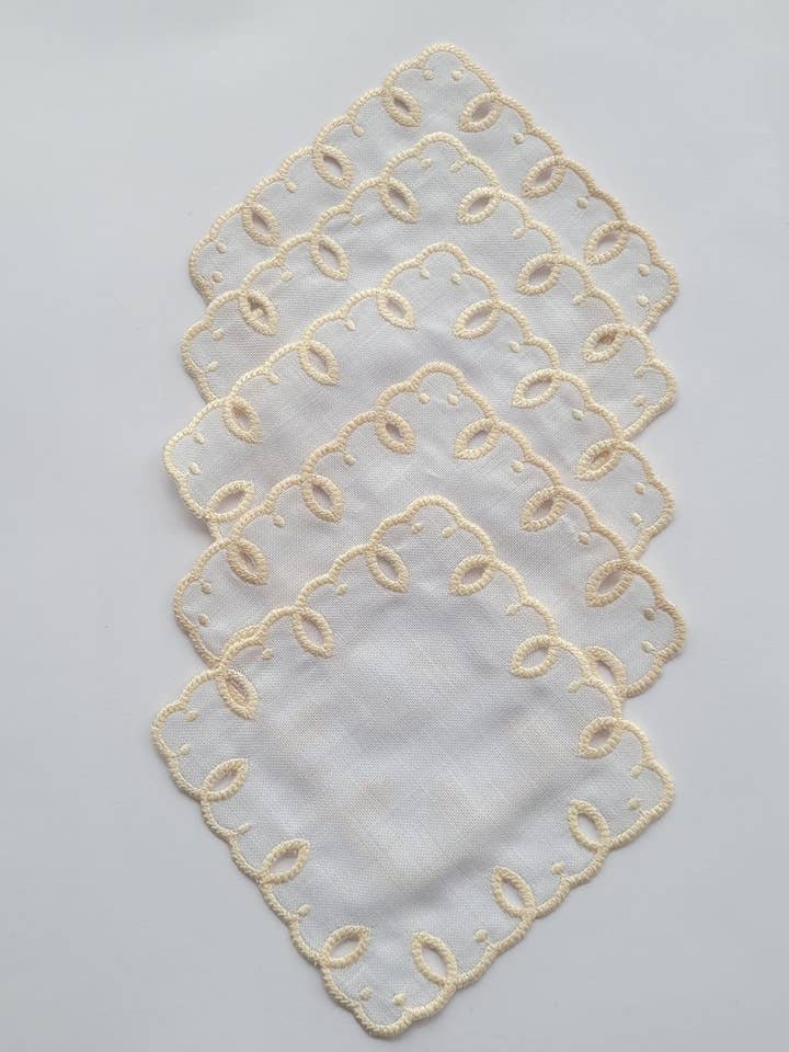 Set of 4 Embroidered Linen Coasters for wholesale by ARIANDI