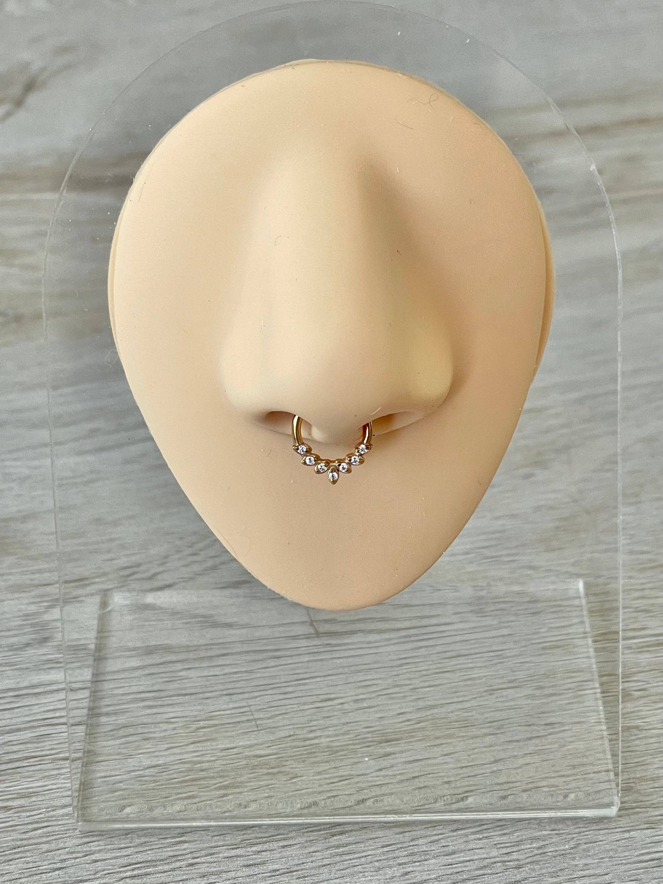 Elara Body Jewelry - Wholesale Nose Ring - Dainty Gold Septum Piercing (16G | 8mm | Surgical Steel | Rose Gold, Gold, Black or Silver)2